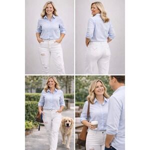 Judy Blue Jeans Womens 5/27 Skinny Fit White Mid Rise Distressed Stretch FLAWS